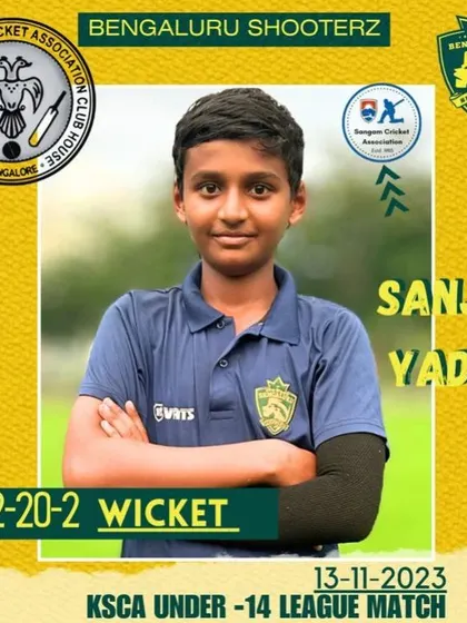 Celebrating our young bowler Sanjay Yadav for his amazing spell of 2 wickets for 20 runs in a KSCA U-14 League match.