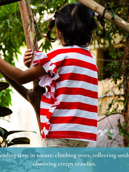 More time means more time in nature. Our children spend their days climbing trees, collecting seeds, and observing the creepy crawlies in our garden. This connection to the natural world is essential for their development and wellbeing.