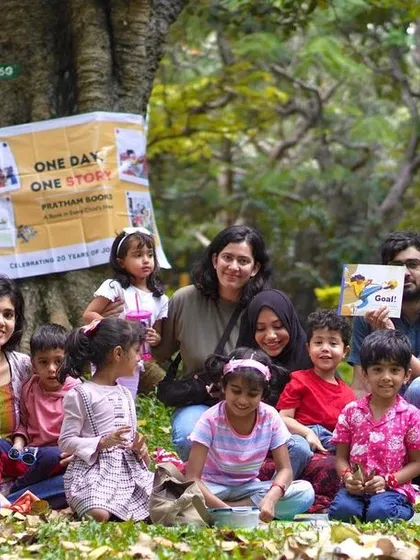 A wonderful group photo from our collaboration with Pratham Books for International Literacy Day. It’s a celebration of reading, learning, and community.