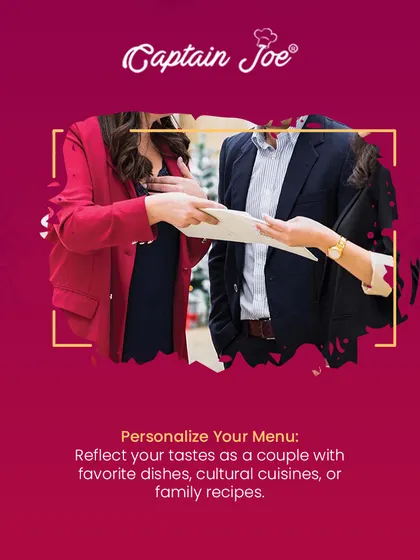 Personalize your menu to reflect your tastes as a couple. I love incorporating your favorite dishes, cultural cuisines, or even family recipes to make your wedding feast truly unique.