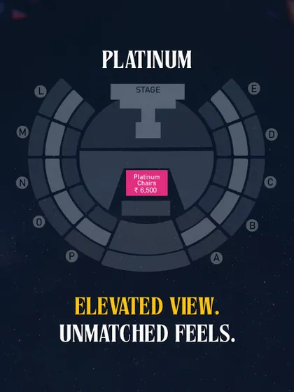 A seating map highlighting the Platinum chairs. These seats offer an elevated view and an unmatched feeling of being close to the action, a key part of our premium offerings.