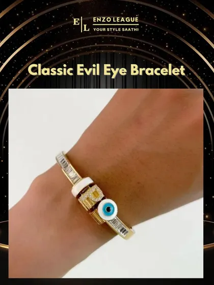 The classic evil eye bracelet is not only a stylish accessory but also a symbol of protection. This piece combines gold and diamond elements for a modern, luxurious take on a traditional design.