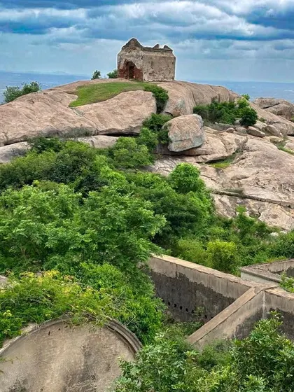 The ruins of a fort stand atop a rocky hill, a perfect destination for our history and adventure-themed treks. Can you guess this place?
