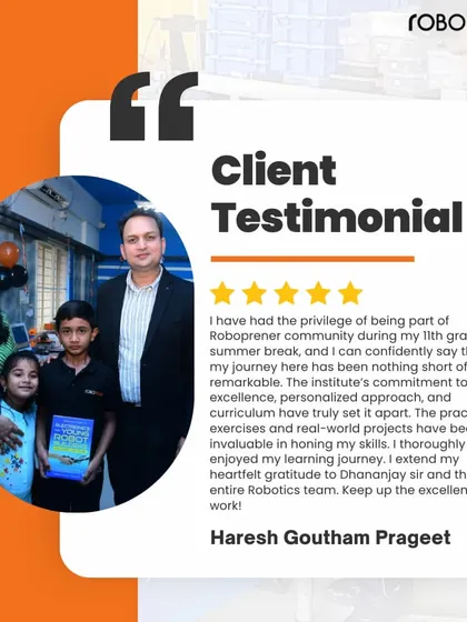 A testimonial from an 11th-grade student who found our program remarkable. He emphasizes how the practical exercises and real-world projects were invaluable in honing his skills.