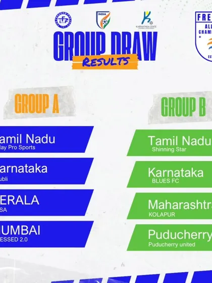 The official group draw results for the All India Freedom Championship. This shows our participation in large-scale, multi-state tournaments.