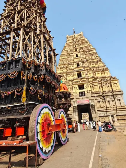 The magnificent Virupaksha temple and chariot at Hampi. Exploring these ruins, I find stories of our land etched in every stone and surviving painting.