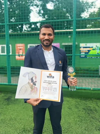 Our mentor, Paresh Shivalkar, with his WIFA Coach of the Year award. Having a decorated coach and former India international guiding our program sets a high standard for excellence.