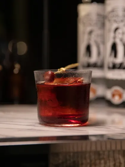 A rich, complex cocktail from our menu at the Stella takeover. This drink showcases a deeper flavour profile, demonstrating the range and versatility of our mixology, from light and refreshing to bold and spirit-forward.