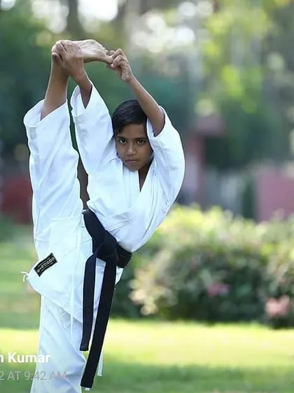 My little brother's amazing flexibility. We support and encourage each other to push our limits.