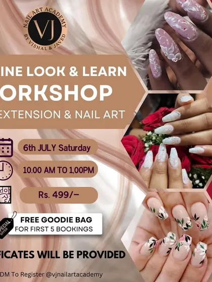 Details for our online look-and-learn workshop on nail extensions and art. We provide certificates upon completion and offer a convenient way to learn from our experts from anywhere.