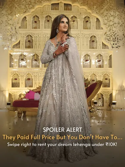 Spoiler alert: you don't have to pay full price for a jaw-dropping lehenga. My collection has stunning options available for rent under ₹10,000.