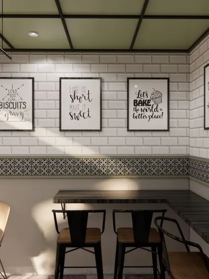 Another angle from our 3D cafe concept, showcasing the seating area and decor. These renders are crucial for confirming that the design elements work together to create the intended atmosphere.