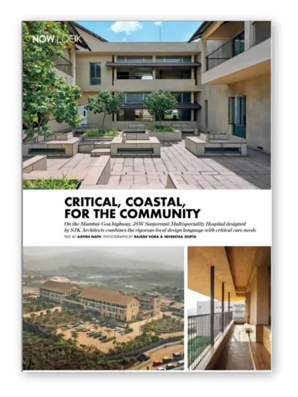 A feature on the JSW Sanjeevani Hospital in Elle Decor magazine. The article highlights our design approach, which focused on creating a critical piece of coastal infrastructure that serves the community with a human-centric design.
