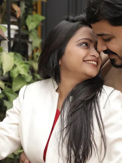 A close-up, candid moment from a pre-wedding shoot. The genuine smiles and gentle interactions are what I look for to tell the real story of your relationship.