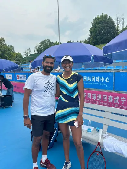 On tour with Rutuja Bhosale at the W50 Wuning tournament. My role is to provide courtside coaching and strategic support to ensure my players are fully prepared for every match.