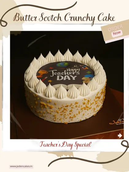 The delightful crunch of butterscotch makes this Teacher's Day special cake a crowd-pleaser. It's a sweet tribute to the best educators.
