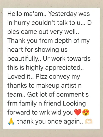 I'm so delighted to hear such wonderful feedback! It was a pleasure to capture these moments for you, and I'm thrilled that the entire team, including our makeup artist, could make your day special.