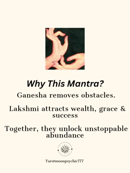 Why is the Lakshmi Ganapati mantra so powerful? Because Ganesha removes obstacles while Lakshmi attracts wealth, grace, and success. Together, their energies unlock a flow of unstoppable abundance.