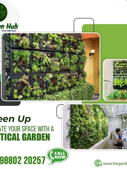 Green up your space by elevating your walls. This collage shows various applications of our vertical gardens, from office interiors to outdoor patios.