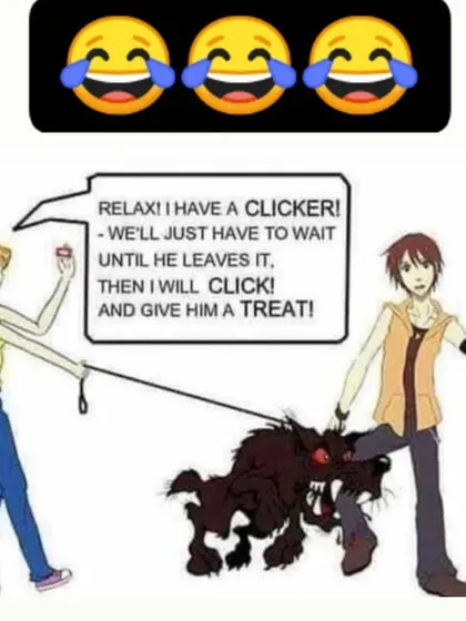 You cannot fix serious canine aggression with a clicker and a treat. This cartoon illustrates a dangerous misunderstanding of dog psychology. Real aggression requires establishing leadership and control, not waiting for the dog to make a choice.