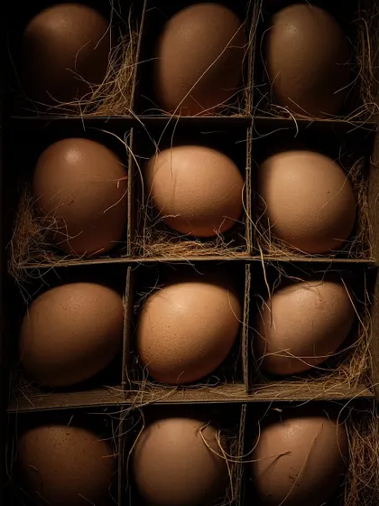 A top-down view of the egg carton, creating a symmetrical and visually pleasing pattern. This demonstrates an eye for composition in everyday objects.