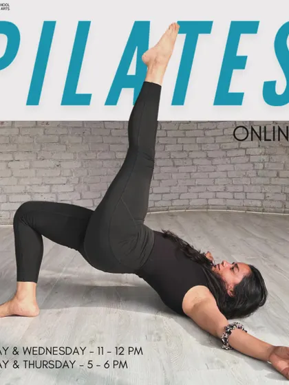 Our online Pilates classes focus on building a strong, resilient core, which is the foundation for all healthy movement. This is a shot from one of our live sessions, focusing on form and control.