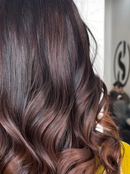 A close-up of the glossy chocolate tones, showing the rich color and texture.