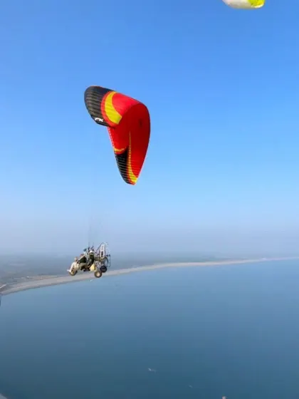 Flying high above the massive Kondapochama reservoir. The view of the water from this height is just incredible and something you have to see for yourself.