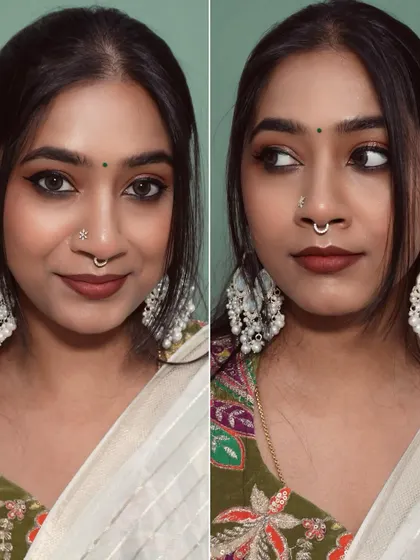 A different pose from the same look, showing how the smokey eye and accessories come together for a powerful statement.