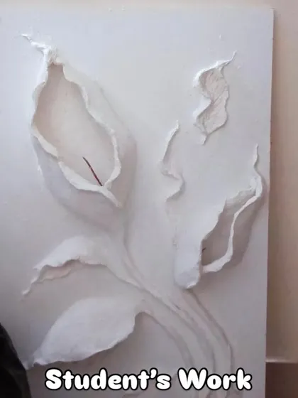 This is another student's piece before painting, showing the raw, sculptural form of the flowers. You can really see the depth and dimension they created using the aluminum mesh and putty technique I teach.