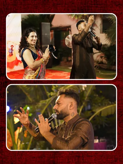 Interacting with the crowd and fellow performers at a Dandiya event. My approach is hands-on, making sure everyone feels the festive spirit.