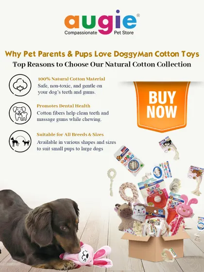 Here's why pet parents and pups love the Doggyman cotton collection. The toys are made of 100% natural cotton, they help clean teeth, and they come in various shapes and sizes for all breeds.