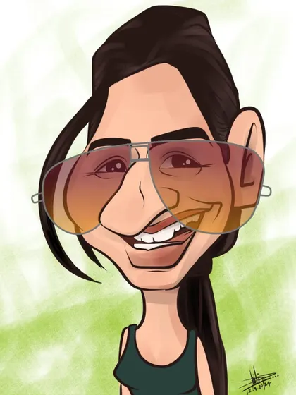 A digital caricature focusing on a cool pair of sunglasses. I can create portraits in various styles, from simple to detailed.