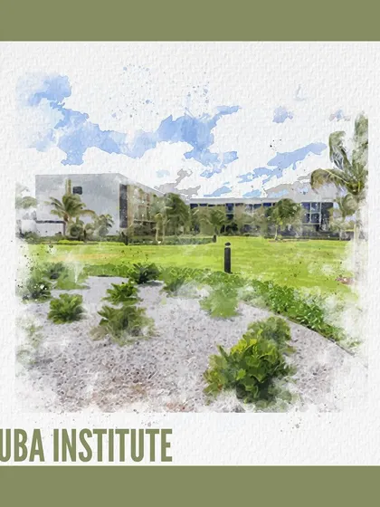 A watercolor rendering of the Aruba Institute, our upcoming School of Medicine project. This design marks our firm's principles of creating inspiring educational environments on an international stage.