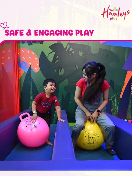 My Play Pals provide safe and engaging play for every child. Here, one of my team members joins in on the fun, creating a nurturing and happy space.