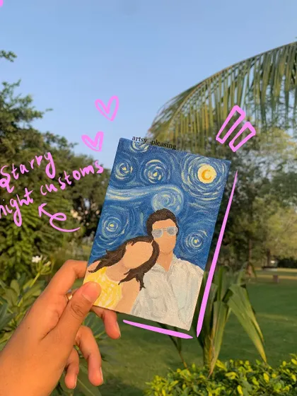 A custom Starry Night portrait, perfect for turning a favorite couple's photo into a classic piece of art.