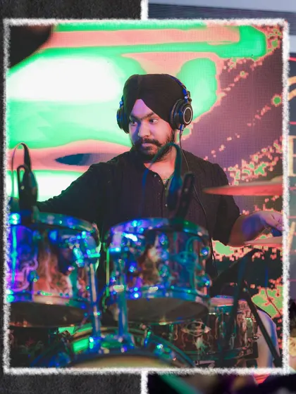 Our drummer, laying down the rhythm that is the backbone of both our soulful and high-energy sets. His precision and energy are crucial to our dynamic sound.