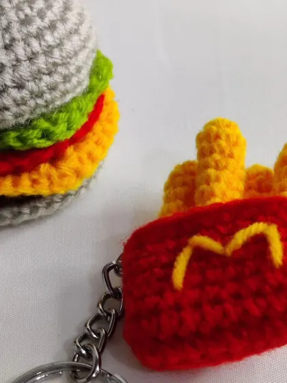 For the fast-food lover, a set of burger and fries keychains.