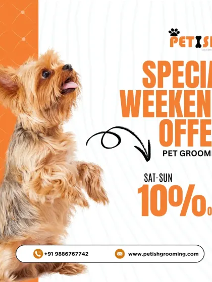 My special weekend offer gives you 10% off all pet grooming services. Book a Saturday or Sunday slot to pamper your pet.
