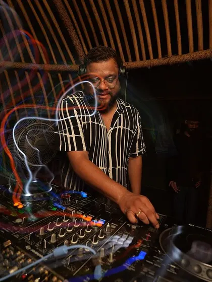 Another light trail photo from a Goa gig, showing the dynamic atmosphere of the party.
