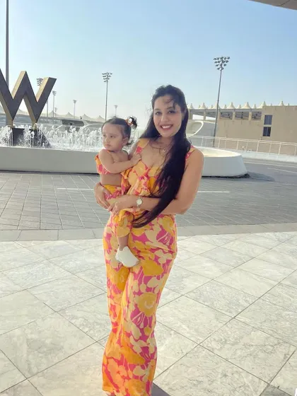 Bright, sunny days call for bright, sunny outfits. This mother and daughter are ready for summer in their matching floral print co-ord sets, perfect for a day out or a beach holiday.