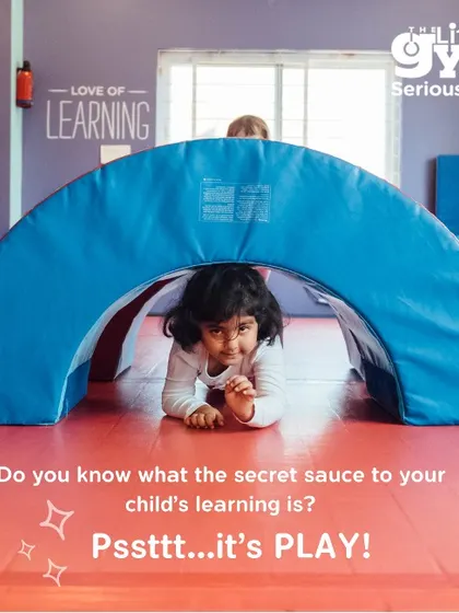 The secret sauce to your child's learning? It's play. We design every activity, like crawling through this soft arch, to be a playful experience that also builds physical, mental, and emotional skills.