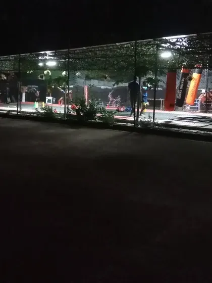The view of our open-air Sector 141 facility at night. The training continues under the lights.