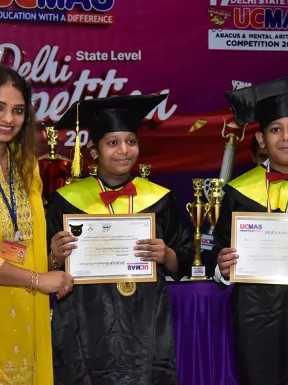 A proud moment as two of our students receive their graduation certificates and medals at the Delhi State Level Competition. Our instructors are always there to celebrate these important milestones.
