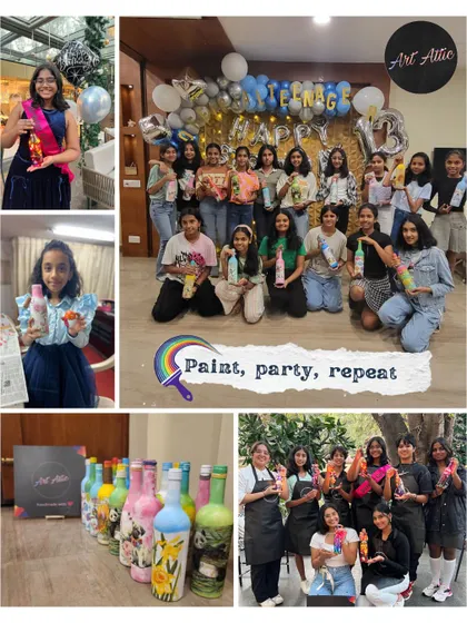 Bottles, brushes, and big birthday smiles! This bottle painting party was a huge hit, with every guest creating a unique decorative piece to take home. It's a fun activity for teens and younger kids alike.
