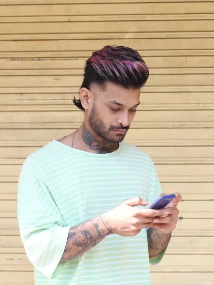 My homeboy rocking a mullet in the making. This edgy style is all about texture and flow, and it's one of my favorite cuts to do.