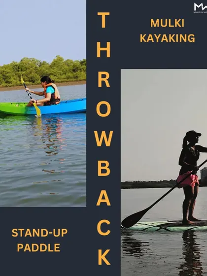 A "Throwback" graphic showcasing both kayaking and stand-up paddling, two of the core activities on my Mulki trips.