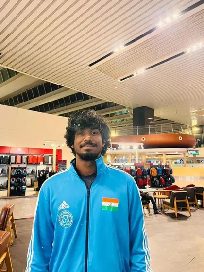 Oges in his Team India tracksuit, ready to compete on the world stage.