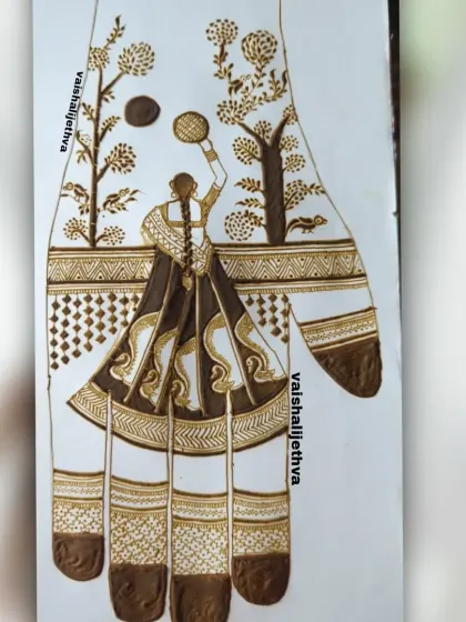 A beautiful depiction of the Karwa Chauth ritual. This sketch shows a woman looking at the moon through a sieve, a classic and elegant design.