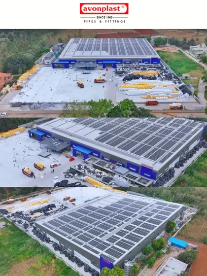 An identical wide view of the Avonplast facility, emphasizing its scale and commitment to solar energy.
